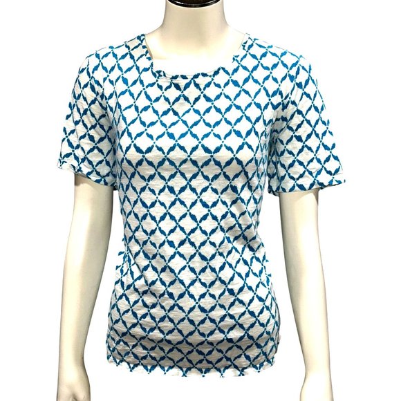 Chicos Button Back Slub Tee Blouse Soft Cotton Blend  Scoop Neck Elbow Sleeve 1 - Picture 1 of 9